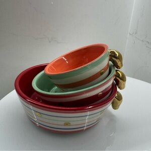 Anthropologie Decorative Ceramic Gold Multicolor Measuring Cups (set of 3)